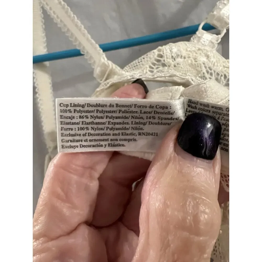 Wacoal White Lace Trim Padded Underwire Bra Sz 34d - Picture 4 of 5